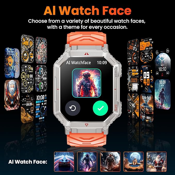 Military Smart Watch for Men with GPS/Compass，GPT Voice Assistant，Smartwatch with LED Flashlight，2.01"HD Display Bluetooth Call，Fitness Tracke with Multiple sports Modes，Compatible with Android & iOS