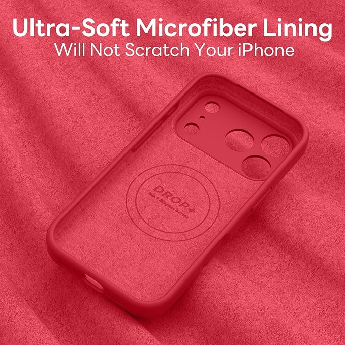 Vooii Magnetic Compatible with iPhone 17 Pro Max Case (Compatible with Magsafe) (Upgraded Camera Protection) Liquid Silicone Shockproof Full Body Protective Phone Cover for Women Men, Red, 6.9”