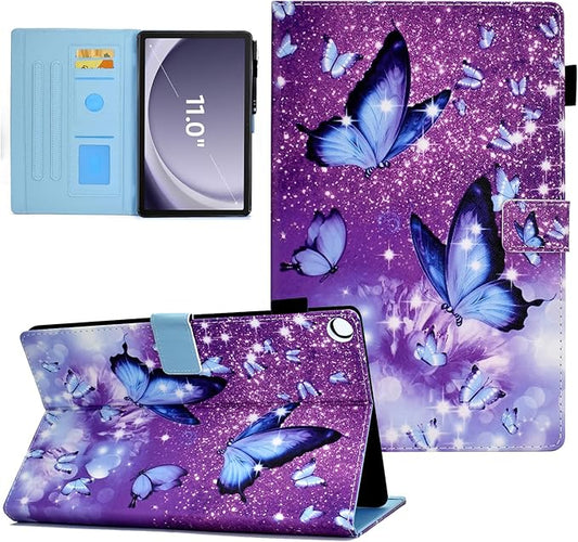Case for Galaxy Tab A9+/A9 Plus 11 Inch 2023 (SM-X210/X216/X218), Funut PU Leather Folio Cover Multi-Angle Stand with Auto Wake/Sleep Case for Samsung Galaxy Tab A9 Plus/A9+ Tablet, Purple Butterfly