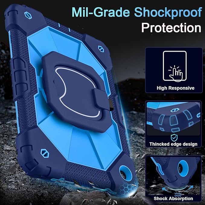 Case for Samsung Galaxy Tab A9+/A9 Plus 11 Inch (SM-X210/X216/X218) with Screen Protector/Rotating Stand/Pen Holder,Military Grade Shockproof Cover for Galaxy Tab A9 Plus Tablet Case