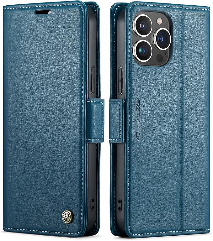 SINIANL Compatible with iPhone 15 Pro Wallet Case with RFID Blocking, for iPhone 15 Pro Case Wallet for Women Men Card Holder Magnetic Clasp Kickstand Leather Book Folio Case Blue