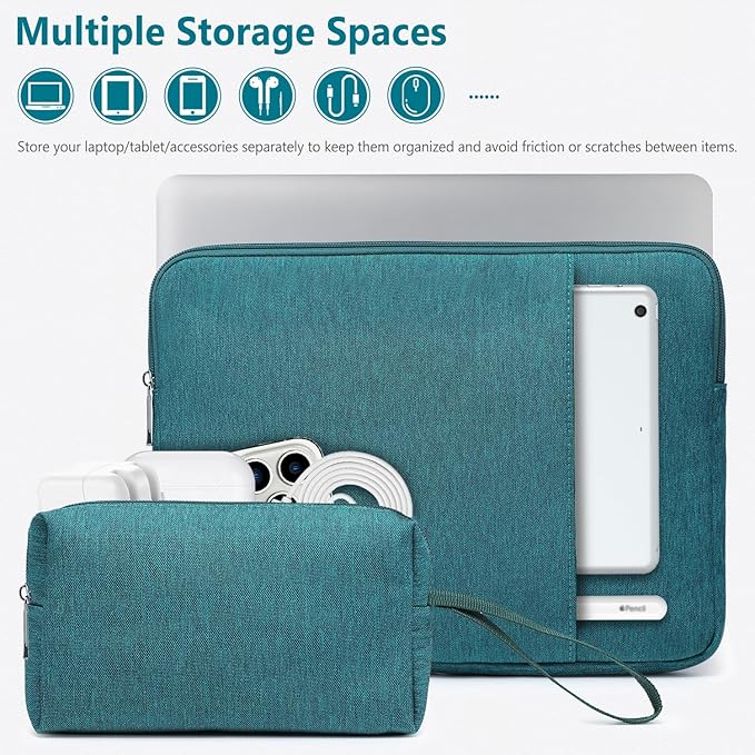 HYZUO 13 Inch Laptop Sleeve Bag Set for MacBook Air 13 M4/M3/M2/M1 2025-2018, MacBook Pro 13 M2/M1 2025-2016, iPad Pro/Air 13, XPS 13, Surface Pro, Notebook Case for 12"-13" Tablet, Dark Green