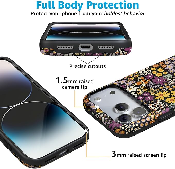 Casely iPhone 17 Pro Case | Falling for You | Plum Floral | Compatible with MagSafe | Bold Protective Design