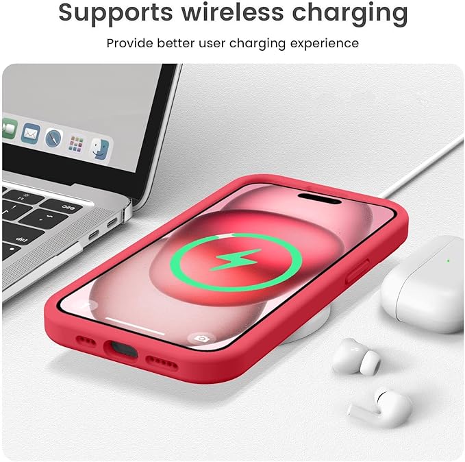 Vooii Compatible with iPhone 15 Case, Upgrade Defender Liquid Silicone, [Enhanced Camera Protection] [Soft Anti-Scratch Microfiber Lining] Shockproof Phone Case for iPhone 15 6.1 inch - Red