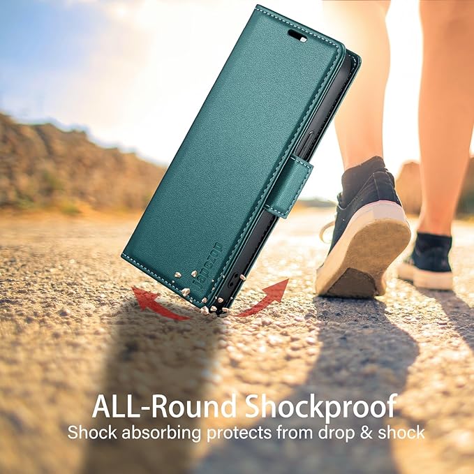 japezop iPhone 15 Pro 5G Wallet Case with [RFID Blocking],Card Holder Kickstand Magnetic,Leather Flip Case Wallet for iPhone 15 Pro 5G 6.1 Inch (Fashion Green)