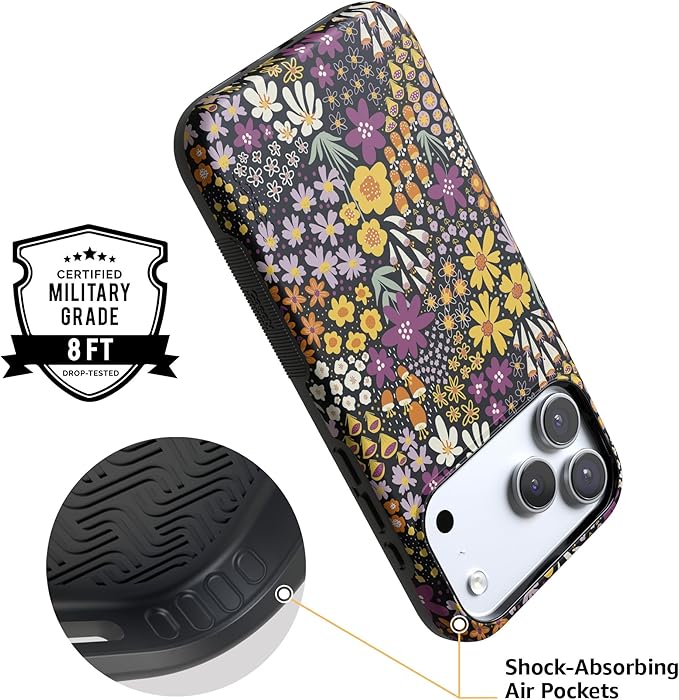 Casely iPhone 17 Pro Case | Falling for You | Plum Floral | Compatible with MagSafe | Bold Protective Design