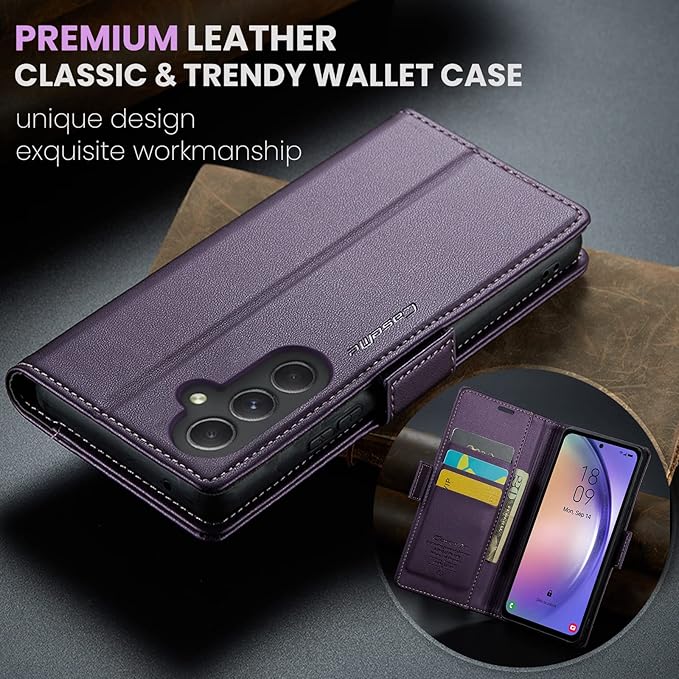 for Samsung Galaxy A54 5G Case, Premium PU Leather Wallet Case Flip Cover with [RFID Blocking][Card Holder][Stand Function] Shockproof Protective for Samsung Galaxy A54, Purple