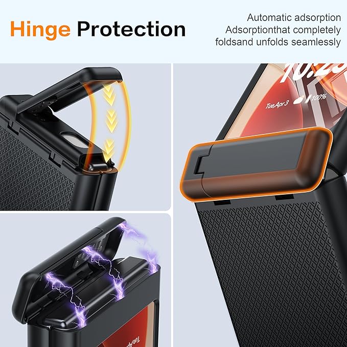Oterkin Magnetic for Samsung Galaxy Z Flip 7 Case with [Built-in Screen Protector & Hinge Protection][Foldable Invisiable Stand] Military Grade Shockproof Full Body Protection Case for Galaxy Z Flip 7
