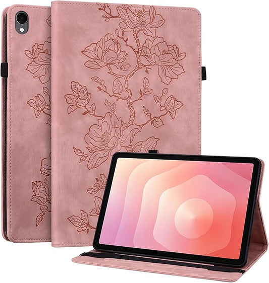 Case for Samsung Galaxy Tab S11 2025 11 inch (SM-X736B/X730), Slim PU Leather Folio Cover with Multi-Angle Stand and Pen Holder, Pink