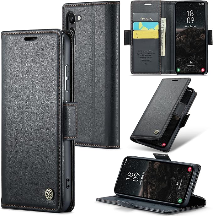 Case for Samsung Galaxy S24 Wallet Case, RFID Blocking PU Leather Flip Folio Cover Card Holder Kickstand Shockproof Phone Case Compatible with Samsung Galaxy S24, Black