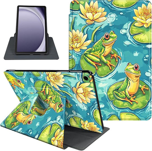 Case for Samsung Galaxy Tab A9+/A9 Plus 11 Inch 2023 Tablet Case, 360 Degree Rotating Folio Stand Smart Cover for Galaxy Tab A9+ Tablet SM-X210/X216/X218, Auto Sleep/Wake, Colorful Frogs