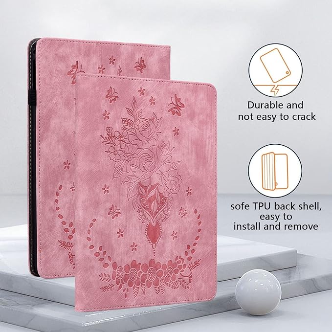 Case for Samsung Galaxy Tab A 10.1 2016 (No S Pen Version), Multi-Angle Flip PU Leather Protective Cover with Stylus Holder for Galaxy Tab A 10.1 Inch 2016 (SM-T580/T585) Case, Pink