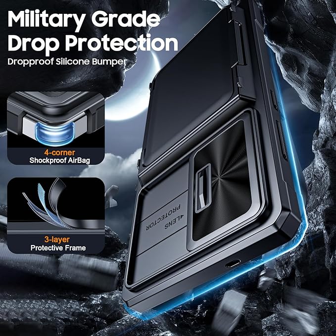 for Samsung Galaxy S25 Ultra Case Wallet with RFID [Cards Holder][Camera Cover][Edge Raised] Full Body Shockproof Silicone Protective Phone Case for Galaxy S25 Ultra 6.9" 2025 (Black)