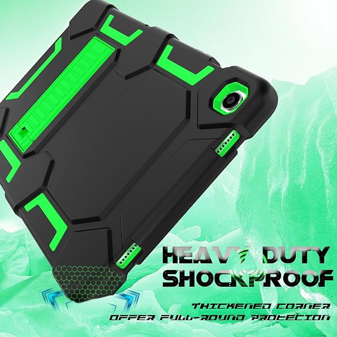 Case Compatible with Samsung Galaxy Tab A9+ / A9 Plus 11 inch 2023 - Heavy Duty Rugged Shockproof Protective Cover with Kickstand - for Samsung Tab A9+ Tablet (SM-X210/X216/X218), Black+Green