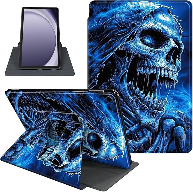 Case for Samsung Galaxy Tab A9 8.7 Inch 2023 Tablet Case, 360 Degree Rotating Folio Stand Smart Cover for Samsung Galaxy Tab A9 Tablet, Auto Sleep/Wake, Blue Skeleton