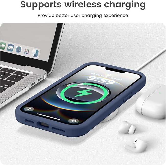 Vooii Compatible with iPhone 16e Case, Liquid Silicone Upgrade [Camera Protection] [Soft Anti-Scratch Microfiber Lining] Shockproof Phone Case for iPhone 16e 6.1 inch - Navy Blue