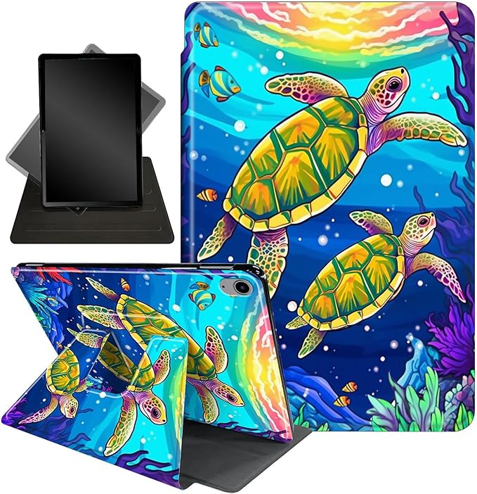 Case for Lenovo Tab P11 Plus Case 2021 (TB-J616F / J616X), 360 Degree Rotating Folding Stand,with Auto Sleep/Wake Case for Lenovo Tab P11 11” 2020 (TB-J606F TB-J606X),Green Corals sea Turtle
