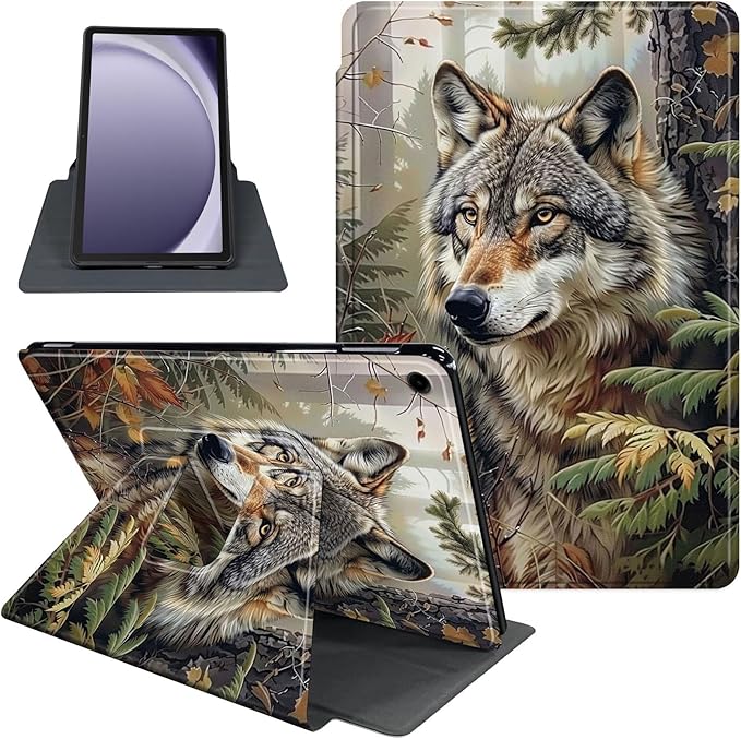 Case for Samsung Galaxy Tab A9+/A9 Plus 11 Inch 2023 Tablet Case, 360 Degree Rotating Folio Stand Smart Cover for Galaxy Tab A9+ Tablet SM-X210/X216/X218, Auto Sleep/Wake, Wolf 3