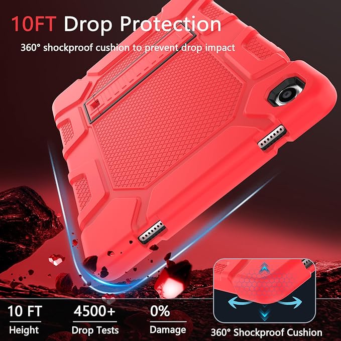 Rantice Case for Samsung Galaxy Tab A9+ 11”, Heavy Duty Shockproof Rugged Protective Case with Kickstand for Samsung Galaxy Tab A9+ / A9 Plus 11” 2023 (SM-X210/X216/X218), Red+Black