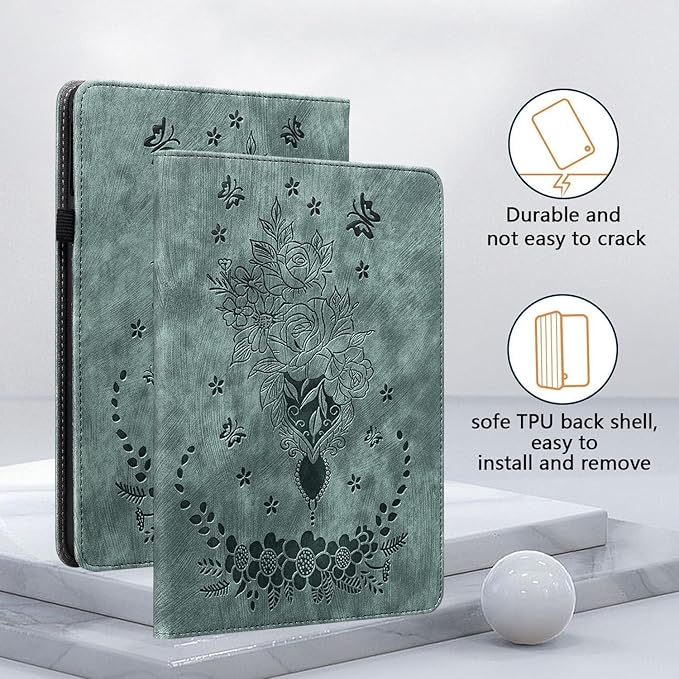 Case for Samsung Galaxy Tab A9+/A9 Plus 11 Inch 2023, Multi-Angle Flip PU Leather Protective Cover with Stylus Holder for Galaxy Tab A9+ Plus Tablet SM-X210/X216/X218 Case, Green