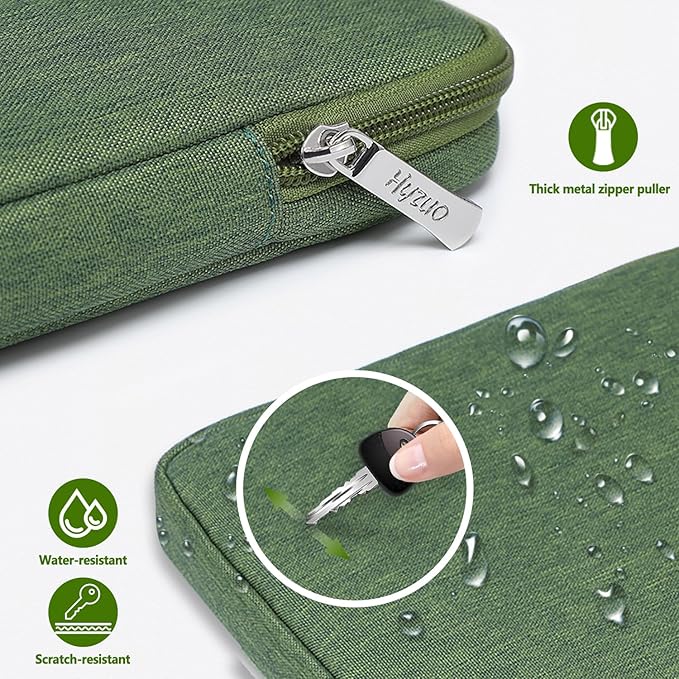 HYZUO 13.3-14 Inch Laptop Sleeve Bag Set for MacBook Pro 14 M4/M3/M2/M1, MacBook Air/Pro 13.3, 13.5"/13.8" Surface Book/Laptop, Notebook Case for 13.3" HP Dell Lenovo Asus Acer, Grass Green
