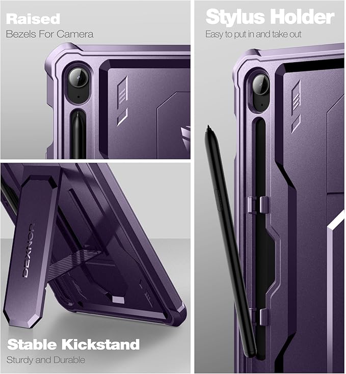 Dexnor Case for Samsung Galaxy Tab S10 Lite /S10 FE/S9 FE 10.9 Inch(2025/2023), [Built in Screen Protector & Kickstand] with Pen Holder Heavy Duty Full Body Cover for S9 FE 5G Tablet Case -Purple