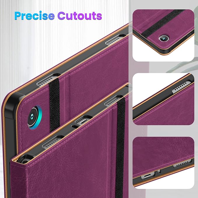 DTTO for Samsung Galaxy Tab A9 Plus 11 inch Case 2023, Premium Leather Business Folio Stand Cover with Hand Strap for Galaxy Tab A9+ 11'' 2023 Model (SM-X210/X216/X218) - Auto Wake/Sleep, Purple