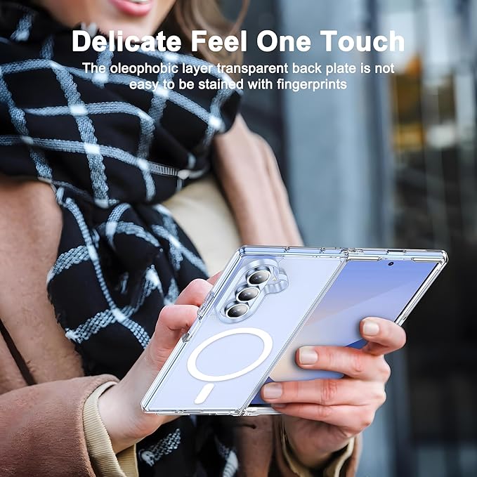 Oterkin Magnetic for Samsung Galaxy Z Fold 7 Case, [Compatible with MagSafe] Transparent Non-Slip Shockproof Bumper Protective Phone Case for Z Fold 7, Clear