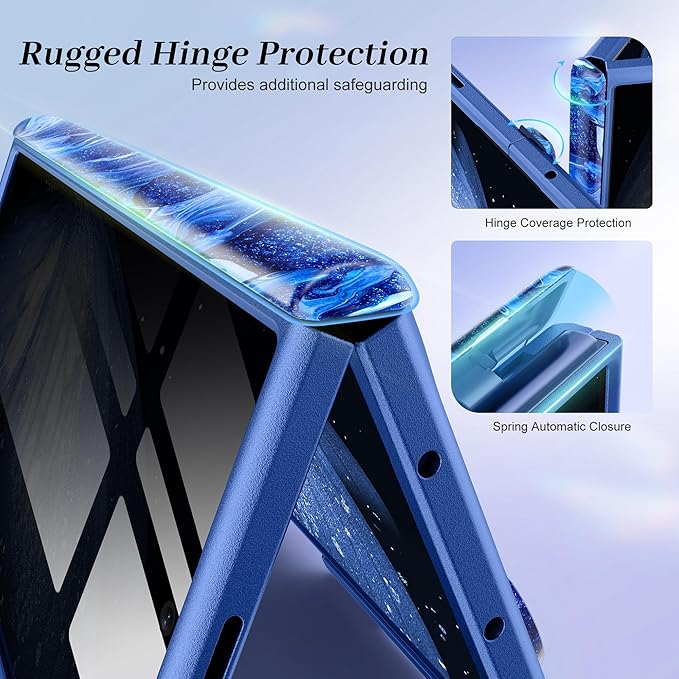 GVIEWIN for Samsung Galaxy Z Fold 7 Case with Privacy Screen Protector [Compatible with Magsafe][Built-in Kickstand] Magnetic Full-Body Hinge Protection Slim Phone Case for Z Fold 7, Star Abyss/Blue