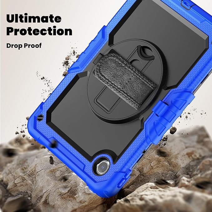 Case for Lenovo Tab K11 11'' 2024 / M11 TB330FU /Lenovo Xiaoxin Pad 2024 TB331FC, with Screen Protector, Hand Strap, Shoulder Strap, Rotating Stand Navy Blue