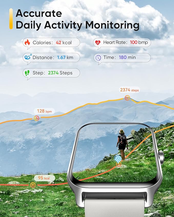 Fitpolo Smart Watch for Men Women with Bluetooth Call, Alexa Built-in 1.8" Blood Oxygen Heart Rate Sleep Fitness Watch, 100 Sports Modes Smartwatch, Activity Tracker for Android iOS Phone