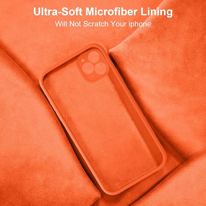 Vooii Compatible with iPhone 11 Pro Case, Upgraded Liquid Silicone with [Flat Edges] [Camera Protection] [Soft Anti-Scratch Microfiber Lining] Phone Case for iPhone 11 Pro 5.8 inch - Neon Orange