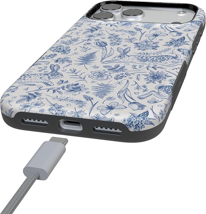Casely iPhone 17 Pro Case | Hop & Bloom | Bunny Toile | Compatible with MagSafe | Bold Protective Design