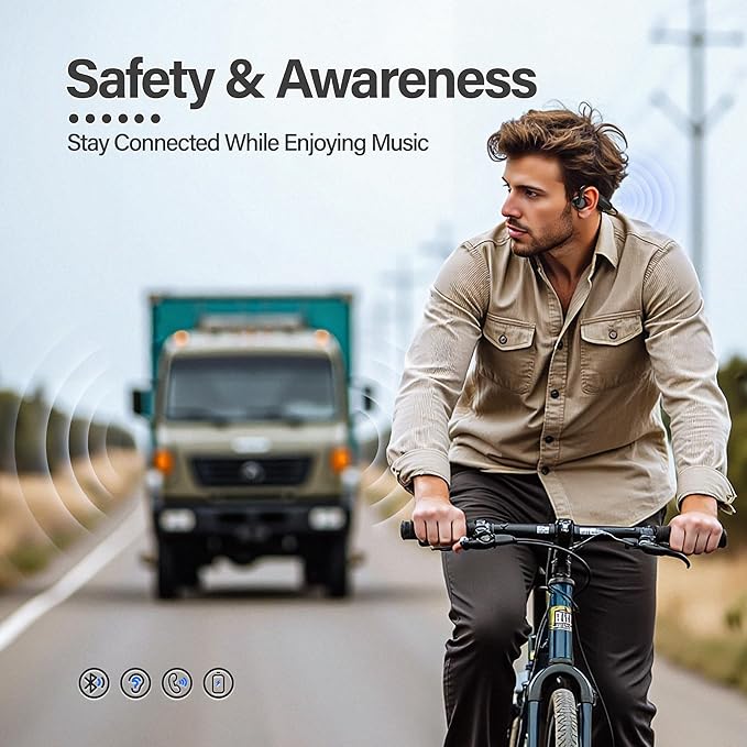 Bone Conduction Headphones, Wireless Bluetooth Open-Ear Sports Headphones with Mic, Type-C Quick Charging 12H Playtime, Upgrade Waterproof Earphones for Running, Walking, Cycling, Workout, Gift