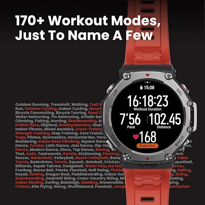 Amazfit T-Rex 3 Rugged Military Smart Watch 48mm, GPS (with Privacy), Offline Maps, Long Battery Life,328 Feet Water-Resistant, 170 Fitness/Sport Modes, AI, Voice Control, for Android or iPhone, Gray