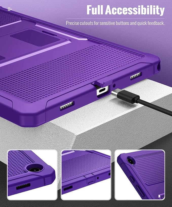 MoKo Case Fit Galaxy Tab A9 Plus 11-Inch 2023 (SM-X210/X216/X218), Shockproof Full Body Rugged Stand Back Cover Built-in Screen Protector Fit Galaxy Tab A9+ 11" 2023, Deep Purple