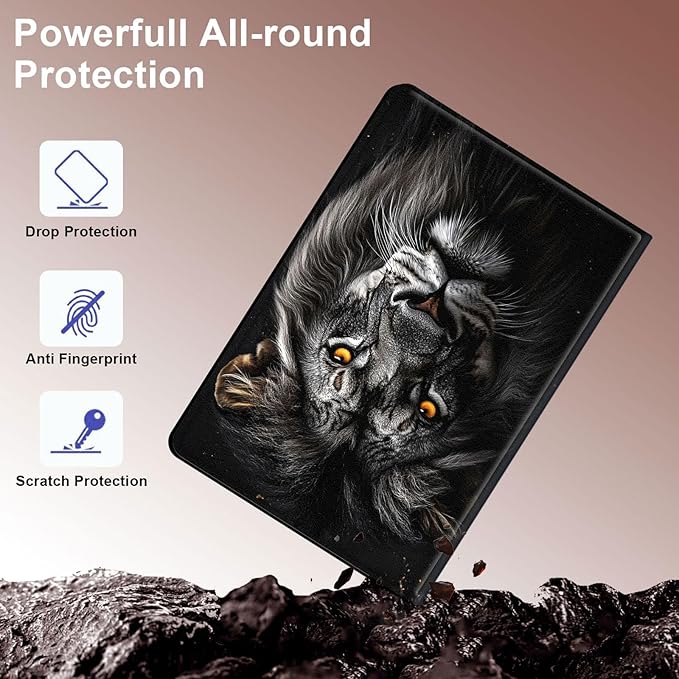 Case for Samsung Galaxy Tab S10 Ultra/Galaxy Tab S9/S8 Ultra 14.6-Inch, Slim PU Leather Stand Cover with Auto Wake/Sleep, Multi-Angle Viewing & Shockproof, Lion