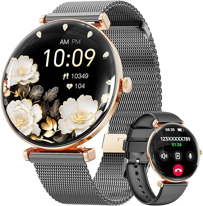 Hwagol Smart Watches for Women Men[Calls/Metal Thin] for Android iPhone Compatible,1.43" Micro-Spherical AMOLED Screen,IP68 Waterproof Fitness Tracker Heart Rate/SpO2/Sleep Monitor/Pedometer