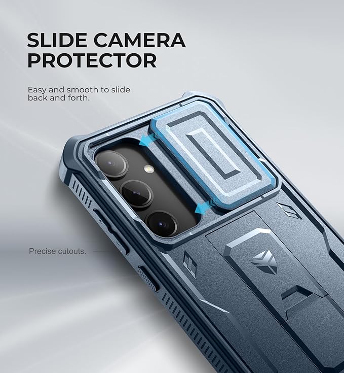 Dexnor for Samsung Galaxy S24 Plus Case with Built-in Slide Camera Cover & Screen Protector & Kickstand, Shockproof Rugged Case Full-Body Bumper Protective Cover for Galaxy S24 Plus (2024),Navy Blue