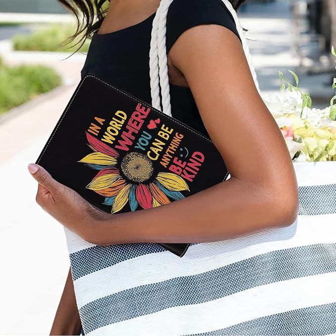 Case for Samsung Galaxy Tab A7 10.4 inch 2022/2020 (SM-T500/T503/T505/T507/T509),Premium PU Leather Stand Folio Cover with Auto Sleep/Wake,Sunflower Quote in A World Where You Can Be Anything Be Kind