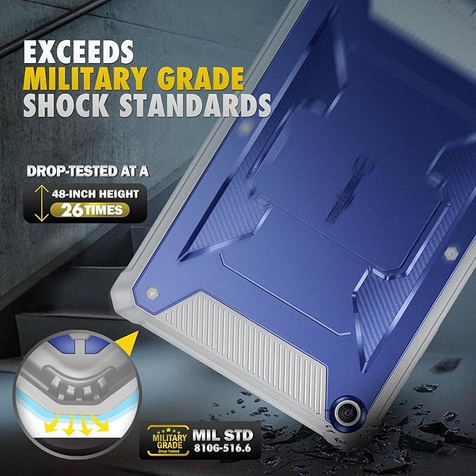 Fintie Shockproof Case for Samsung Galaxy Tab A9 Plus/A9+ 5G 11 Inch 2023 Model (SM-X210/X216/X218), Tuatara Rugged Unibody Hybrid Bumper Kickstand Cover Built-in Screen Protector, Navy