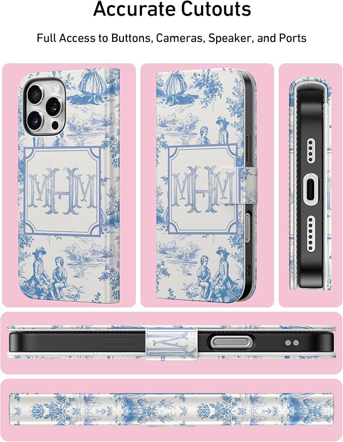 DEENAKIN for iPhone 16 Pro Max Wallet Case with Card Holder + Cash Clip, RFID-Blocking, Military-Grade Drop Protection, Magnetic Closure with Leather Kickstand - Heritage Artistry