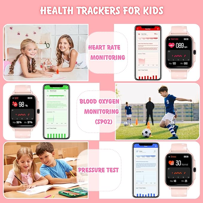 Smart Watch for Kids, 1.85" Fitness Tracker,Learning games,Sleep Monitor,Sports,IP68 Waterproof,Camera Videos Alarm Play Music Flashlight Pedometer Stopwatch Pedometer Gift Toys for Boys and Girls