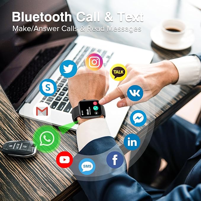 BRIBEJAT Smart Watch for Men Women (Make/Answer Call), HD 2.01'' Smartwatch IP68 Waterproof, Fitness Tracker Pedometer SpO2/Heart Rate/Sleep Monitor, Compatible with iPhone Samsung iOS Android Phone