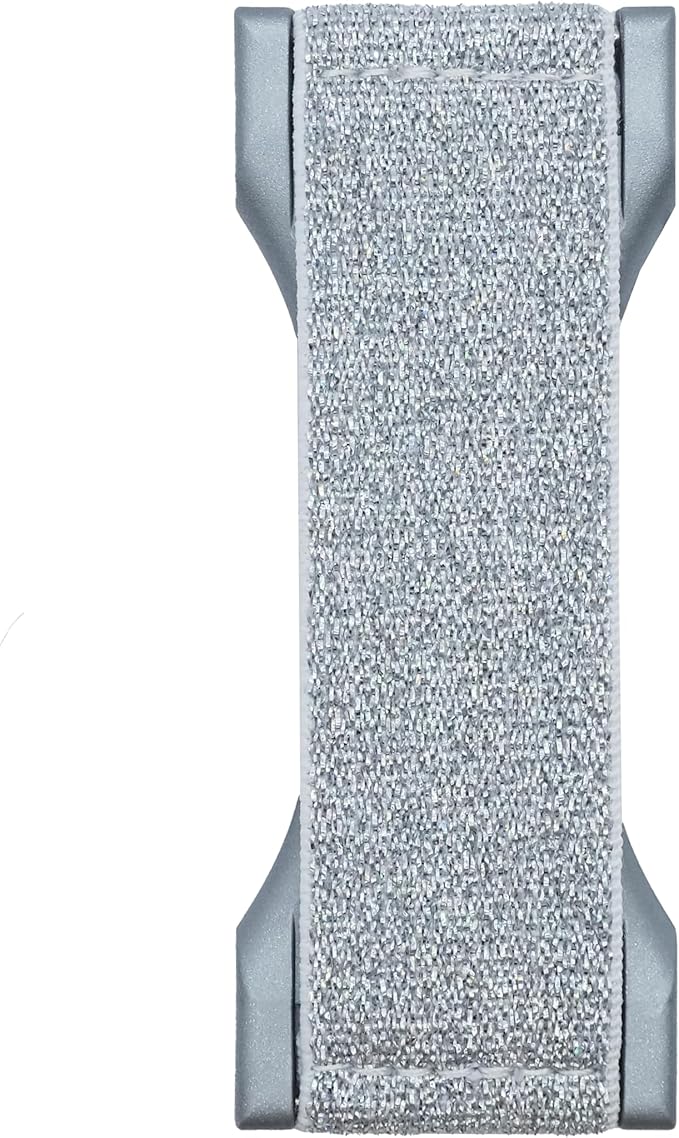 LOVEHANDLE PRO Premium Phone Grip - Elastic Phone Strap - Magnetic Phone Mount and Kickstand for Smartphone and Tablet - Silver Glitter