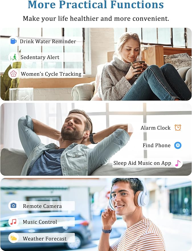 Smart Watch, Alexa Built-in, Answer/Make Calls 44mm Smartwatch Women Men, 1.83" Sports Watch IP68 Waterproof, Heart Rate SpO2 Sleep Stress Monitor, Step Counter Watch for Android & iOS Phone