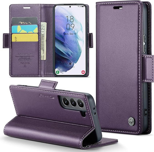 Case for Samsung Galaxy S21 Plus Wallet Case, RFID Blocking PU Leather Flip Folio Cover Card Holder Kickstand Shockproof Phone Case Compatible with Samsung Galaxy S21 Plus, Purple