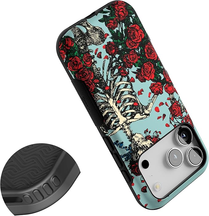 Casely iPhone 17 Pro Case | Forever Grateful | Grateful Dead Skeleton Floral | Bold Protective Design | Compatible with MagSafe