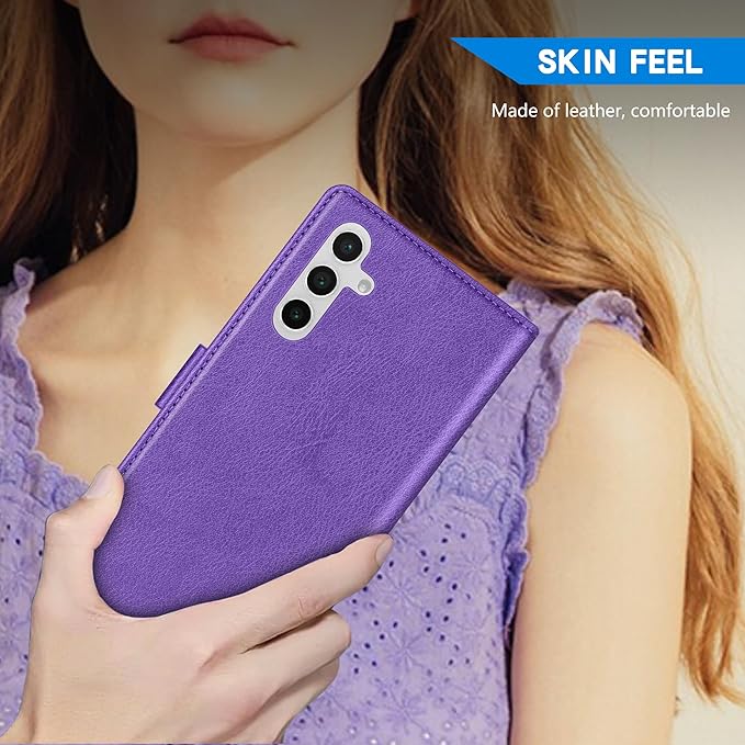 ZZXX for Samsung Galaxy S25 Plus Wallet Case with [RFID Blocking] Card Slot Kickstand Magnetic Closure Leather Flip Fold Protective Phone Case for Galaxy S25 Plus 5G Case Wallet(Purple-6.6 inch)