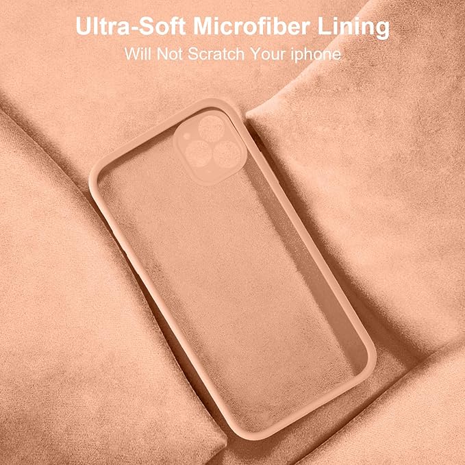 Vooii Compatible with iPhone 11 Pro Case, Upgraded Liquid Silicone with [Flat Edges] [Camera Protection] [Soft Anti-Scratch Microfiber Lining] Phone Case for iPhone 11 Pro 5.8 inch - Cantaloupe